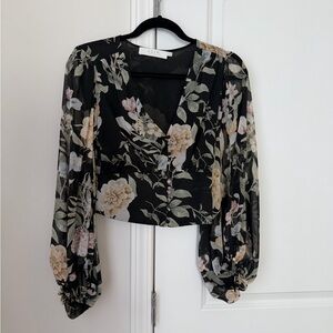 Astr Floral Black Women's Top